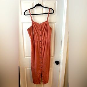 Salmon linen dress in large